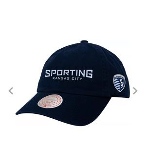Mitchell & Ness Sporting Kansas City Soccer 2-Logo Navy Dad Hat MLS
